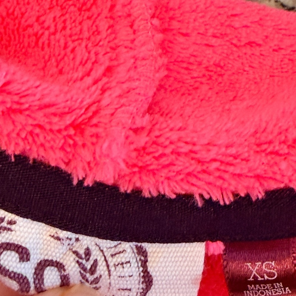 Neon Pink Sherpa Fleece Zip Hoodie Jacket Y2K Athleisure Cozy XS - Picture 11 of 12